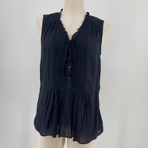 Anthropologie Holding Horses Top Sleeveless Tank Pleated Ruffle Henley Size 4